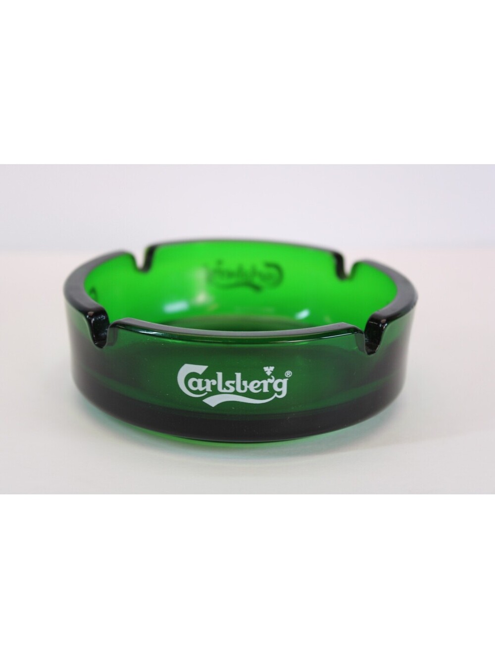 MC 1960s Emerald Green Glass Ashtray Carlsberg Pub Advert. Retro MI France